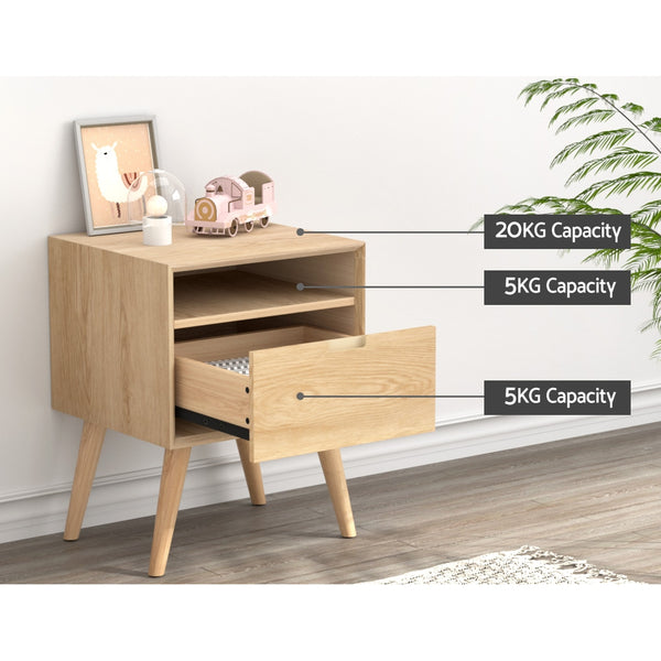 Artiss Bedside Table Side End Table Shelf Drawers Nightstand Bedroom Storage