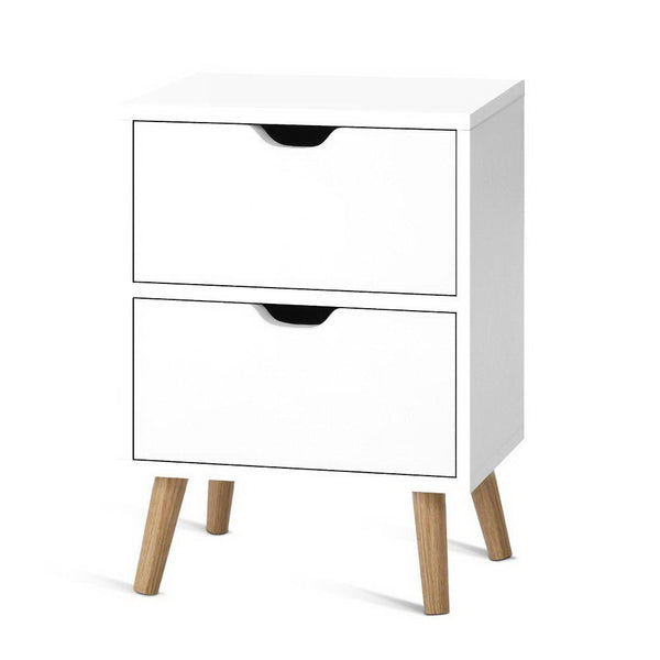 Artiss Bedside Tables Drawers Side Table Nightstand White Storage Cabinet Wood