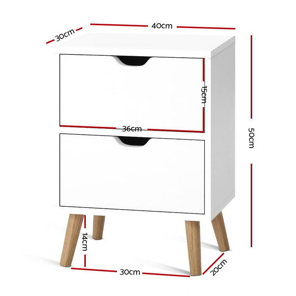 Artiss Bedside Tables Drawers Side Table Nightstand White Storage Cabinet Wood