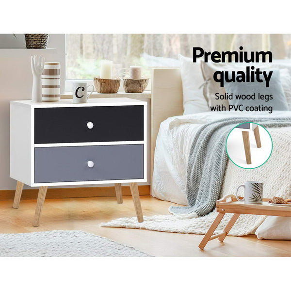 Artiss Bedside Tables Drawers Side Table Nightstand Lamp Side Storage Cabinet