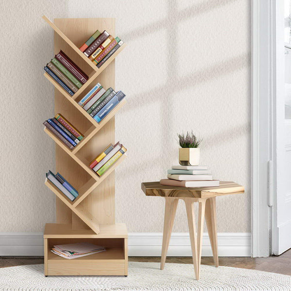 Artiss Display Shelf 7-Shelf Tree Bookshelf Book Storage Rack Bookcase Natural
