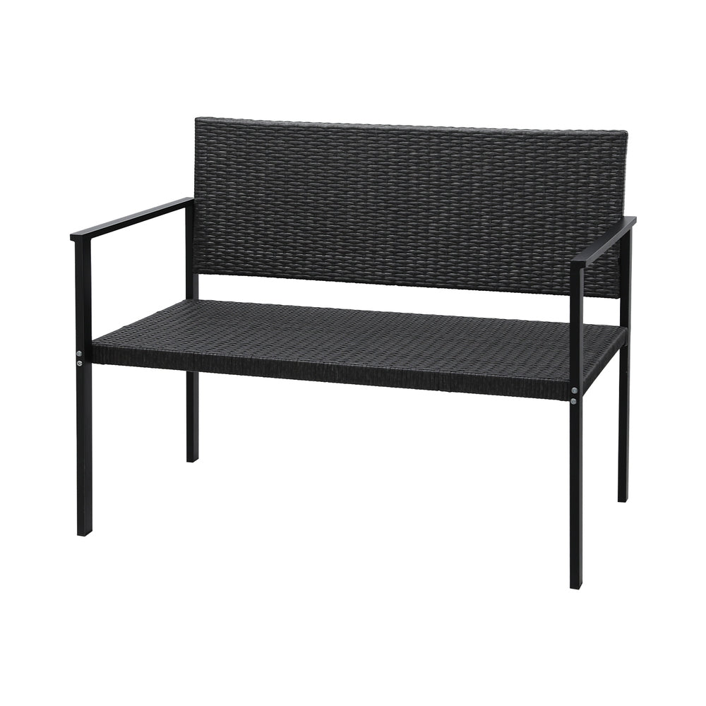 Gardeon Outdoor Garden Bench Seat Rattan Chair Steel Patio Furniture Park Grey