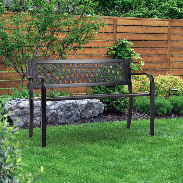 Gardeon Steel Modern Garden Bench - Black
