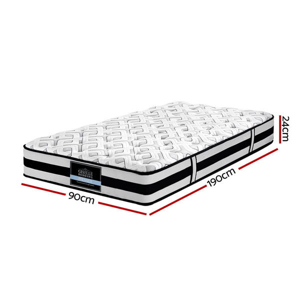 Giselle Bedding Rumba Tight Top Pocket Spring Mattress 24cm Thick – Single