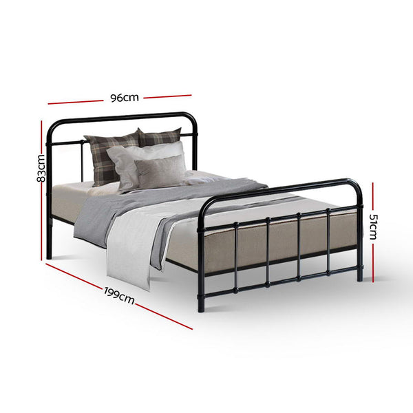 Artiss LEO Metal Bed Frame - Single (Black)