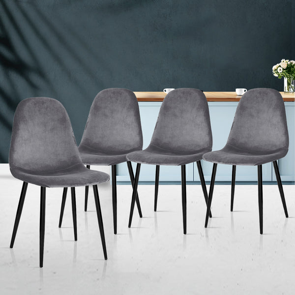 4 X Artiss Dining Chairs Dark Grey