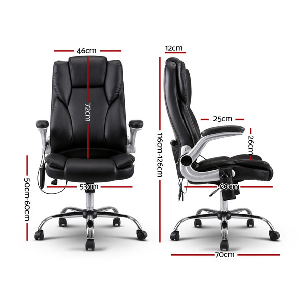 Artiss Massage Office Chair 8 Point PU Leather Office Chair - Black