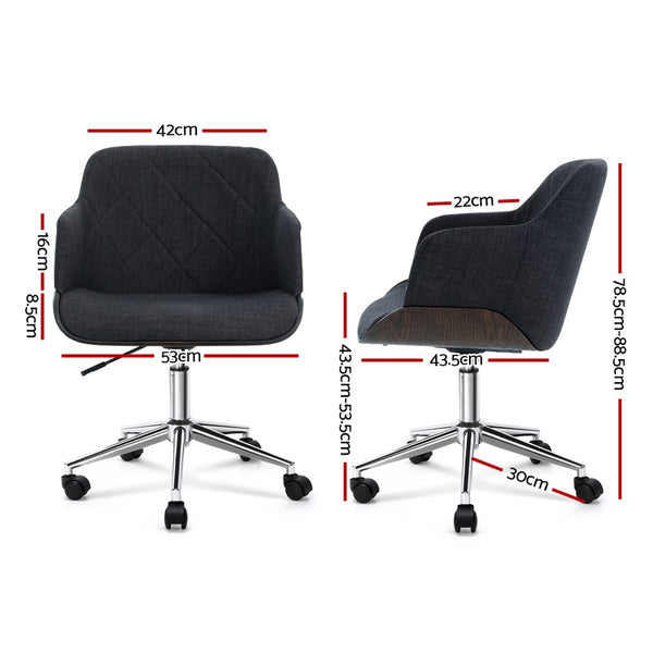 Artiss Wooden Office Chair Computer Gaming Chairs Executive Fabric Grey