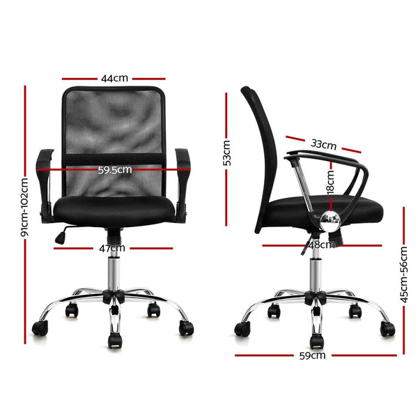 Artiss Office Chair Gaming Chair Computer Mesh Chairs Executive Mid Back Black