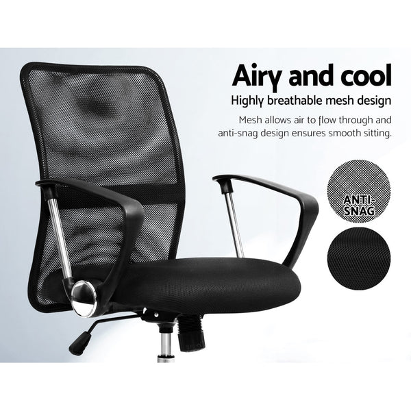 Artiss Office Chair Gaming Chair Computer Mesh Chairs Executive Mid Back Black