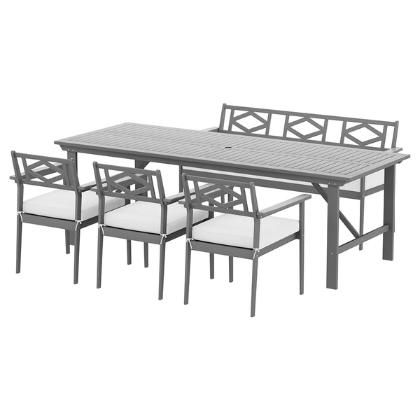 Gardeon Outdoor Dining Set 5 Piece Wooden Table Chairs Setting Grey