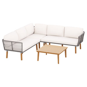 Gardeon 5-Seater Outdoor Sofa Set Wooden Lounge Setting Aluminum