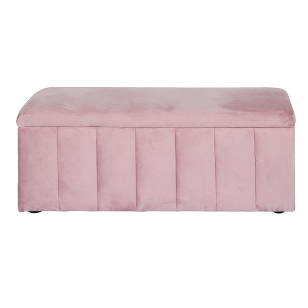 Artiss Storage Ottoman Blanket Box Velvet Chest Toy Foot Stool Couch Bed Pink