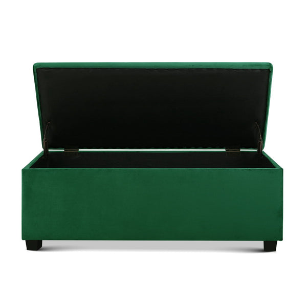 Artiss Storage Ottoman Blanket Box Velvet Footstool Rest Chest Couch Toy Green