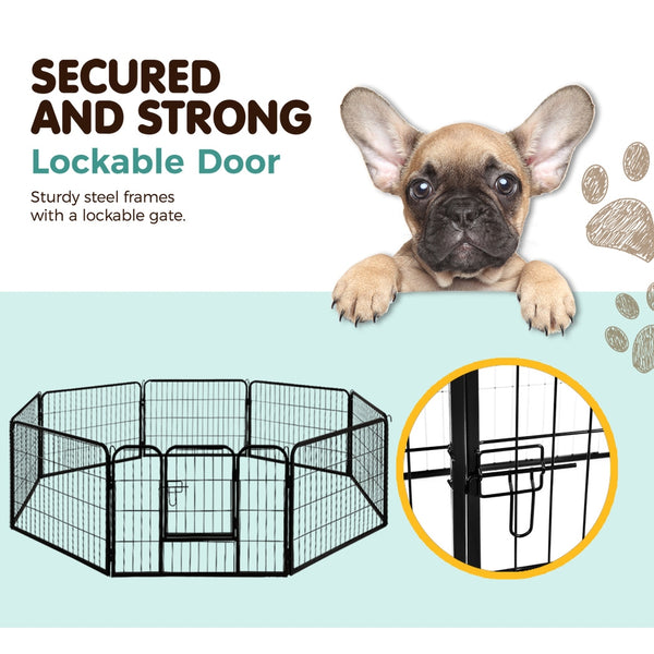 i.Pet Dog Playpen Pet Playpen 8 Panel Puppy Exercise Cage Enclosure Fence 80x60cm