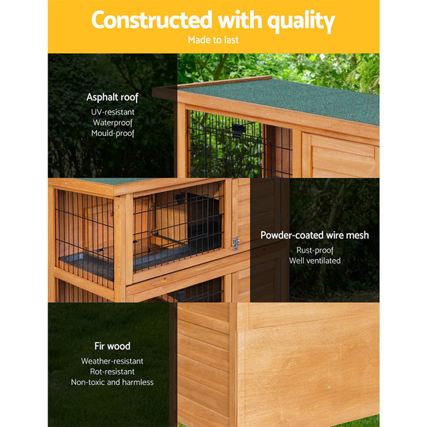 i.Pet Rabbit Hutch Wooden Cage Pet hutch Chicken Coop 91.5cm x 46cm x 116.5cm