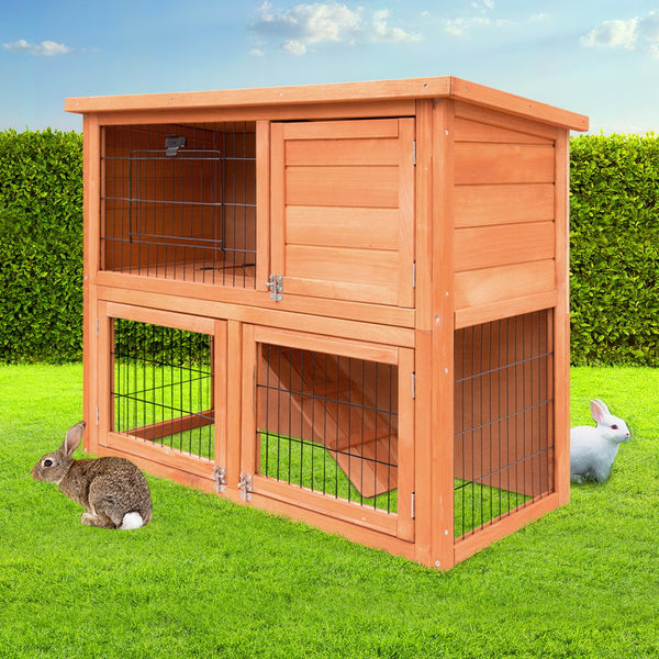 i.Pet Rabbit Hutch Hutches Large Metal Run Wooden Cage Chicken Coop Guinea Pig