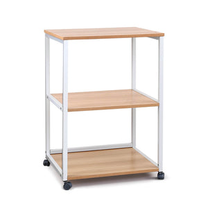 Portable Mobile Printer Stand 3-Tier Storage Shelf Rack Wooden Trolley