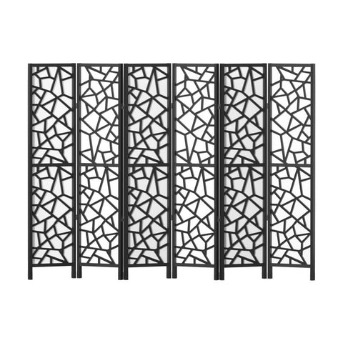 Artiss Clover Room Divider Screen Privacy Wood Dividers Stand 6 Panel Black