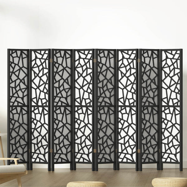 Artiss Clover Room Divider Screen Privacy Wood Dividers Stand 8 Panel Black