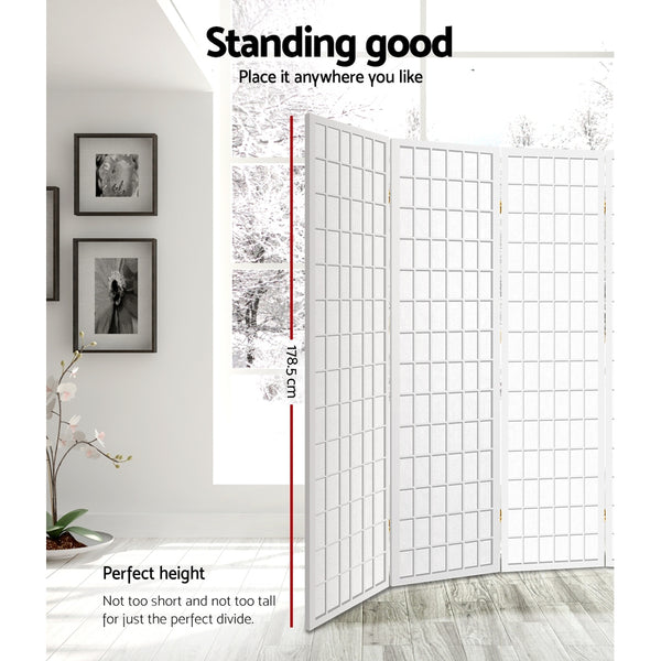Artiss Room Divider Screen Wood Timber Dividers Fold Stand Wide White 8 Panel