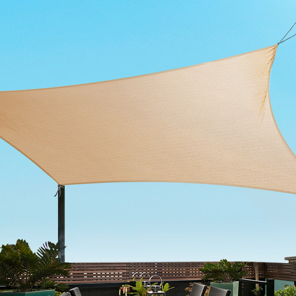 Instahut 4 x 6m Waterproof Rectangle Shade Sail Cloth - Sand Beige