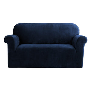Artiss Velvet Sofa Cover Plush Couch Cover Lounge Slipcover 2 Seater Sapphire