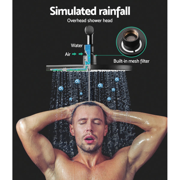 Cefito WELS 9'' Rain Shower Head Taps Round Handheld High Pressure Wall Black