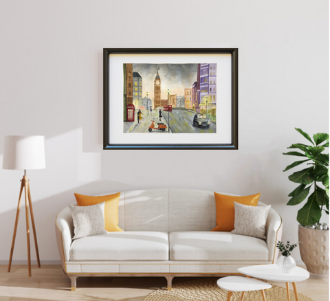 Art painting London Watercolour Livingroom decor wallart