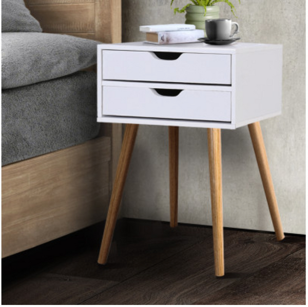 Artiss Set 2x Bedside Tables Drawers Side Table Nightstand Wood Storage Cabinet White