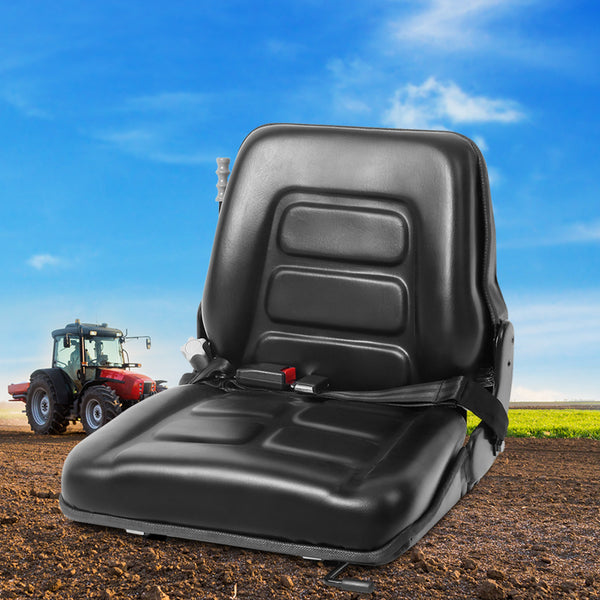 Giantz Universal Forklift Seat Tractor Excavator Truck Bobcat Leather Backrest