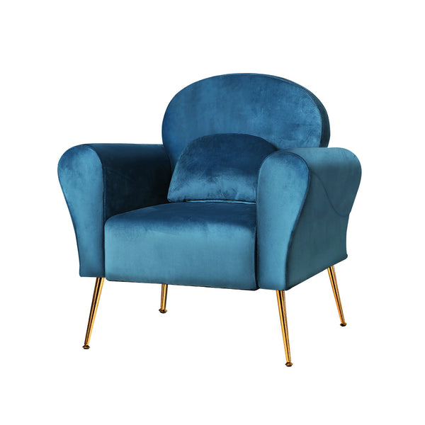 Artiss Armchair Lounge Chair Accent Chairs Armchairs Sofa Navy Velvet Cushion
