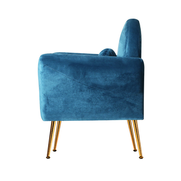 Artiss Armchair Lounge Chair Accent Chairs Armchairs Sofa Navy Velvet Cushion