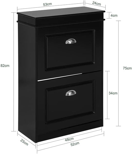 Shoe Cabinet 2 Drawers Storage Cupboard Black