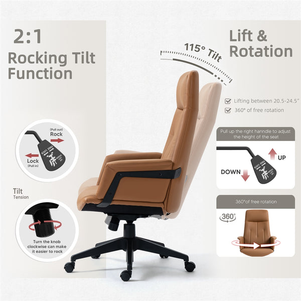 High Back Office Chair -Light Brown