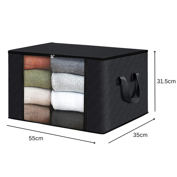 GOMINIMO 6 Pack 90L Clothes Storage Bag with Handles (Black）