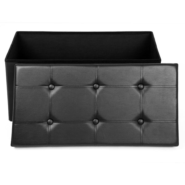SONGMICS 76cm Folding Storage Ottoman Bench Footrest Black