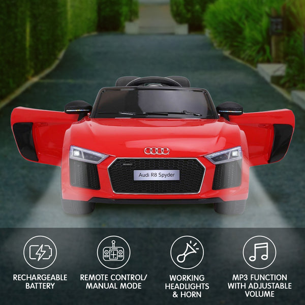 Kahuna R8 Spyder Audi Licensed Kids Electric Ride On Car Remote Control - Red