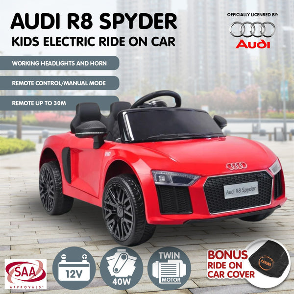 Kahuna R8 Spyder Audi Licensed Kids Electric Ride On Car Remote Control - Red