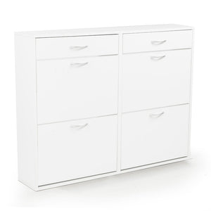 Sarantino 24 Pairs Shoe Cabinet Rack Storage Cupboard Organiser Shelf White Drawers Chest