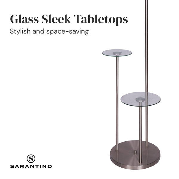 Sarantino Metal Floor Lamp with Glass Shelves
