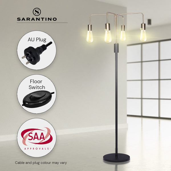 Sarantino Modern Exposed Bulb 4-Arm Industrial Light Floor Lamp