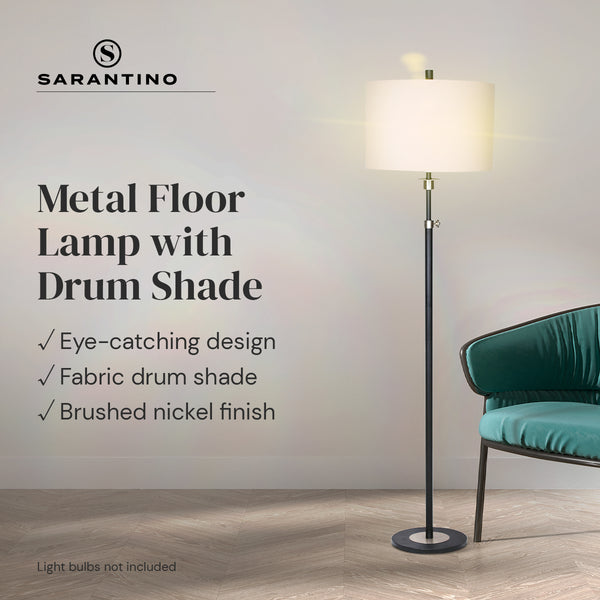 Sarantino Metal Floor Lamp with Cream Drum Shade