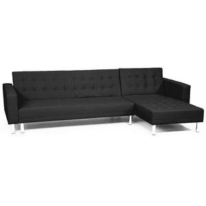 Sarantino Corner Faux Leather Sofa Bed Couch with Chaise - Black