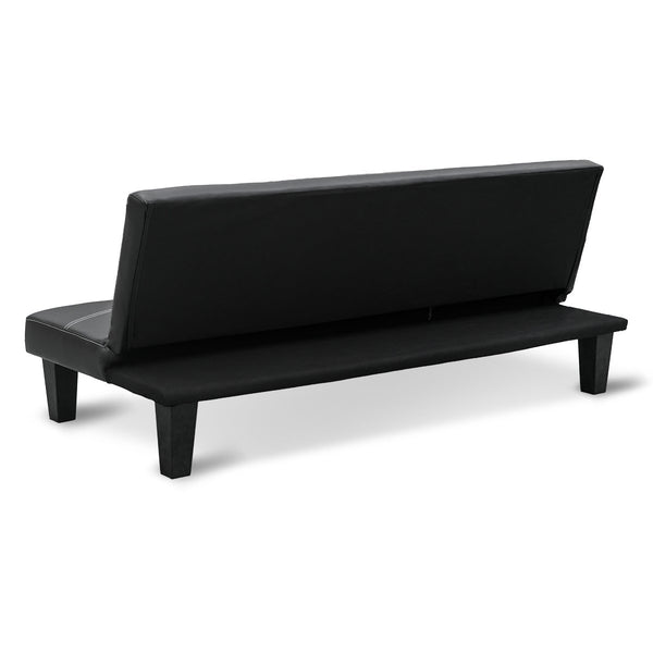 Sarantino 2 Seater Modular Faux Leather Fabric Sofa Bed Couch - Black