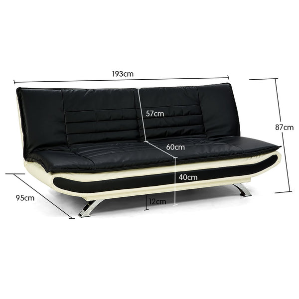 Sarantino Bronx Sofa Bed Faux Leather Lounge Couch Futon Furniture Adjustable Suite Black