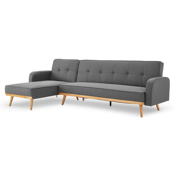 Sarantino 3-Seater Corner Sofa Bed with Chaise Lounge - Dark Grey