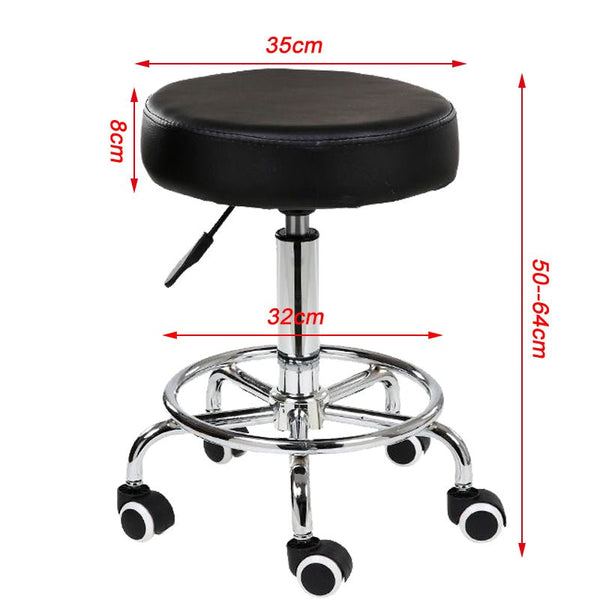 Salon Chair Bar Swivel Stool Office Roller Wheels Portable Height Adjust Leather BS8401