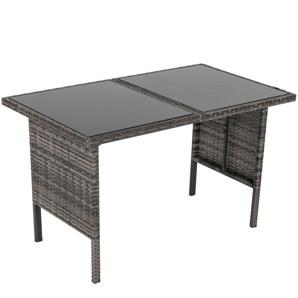 Ella 8-Seater Modular Outdoor Garden Lounge and Dining Set with Table and Stools in Dark Grey Weave