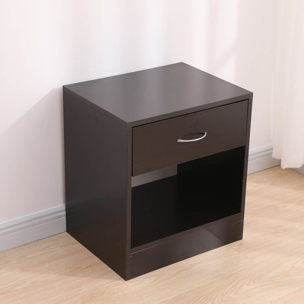 Set of 2 Bedside Table Nightstand with Drawer Brown